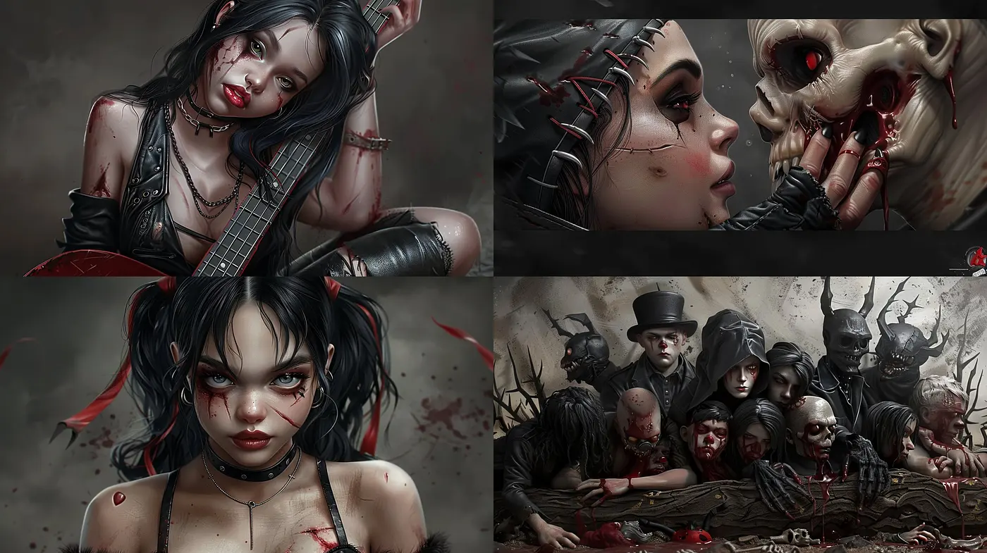 Gothic Elegance and Horror: A Darkly Romantic Fusion of Style and Atmosphere - Midjourney sref style