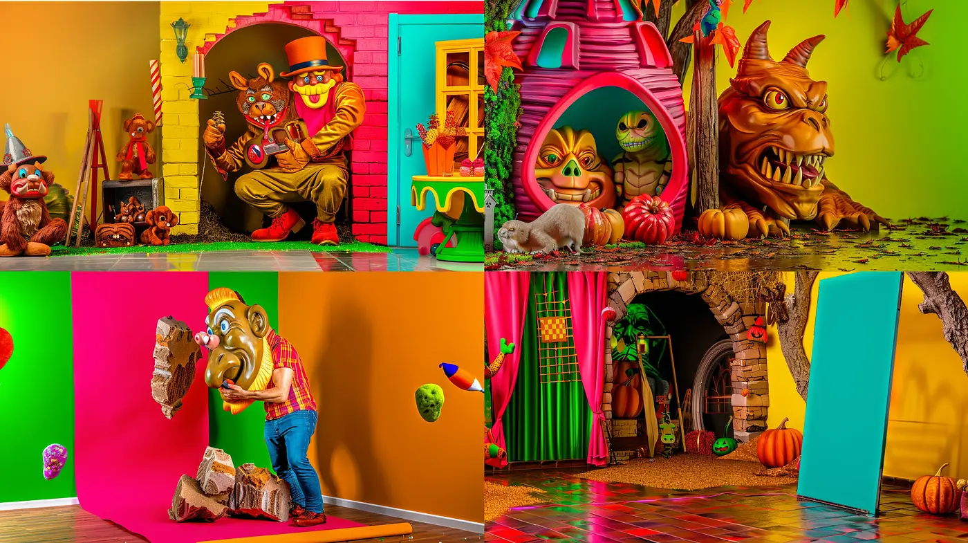 Vibrant Fantastical Whimsy: A Fusion of Cartoonish Exuberance and Surreal Charm - Midjourney sref style