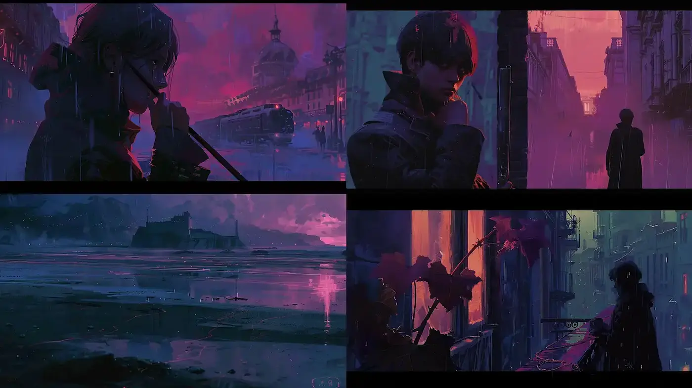 Mysterious Urban Twilight Scenes with Atmospheric Depth - Midjourney sref style