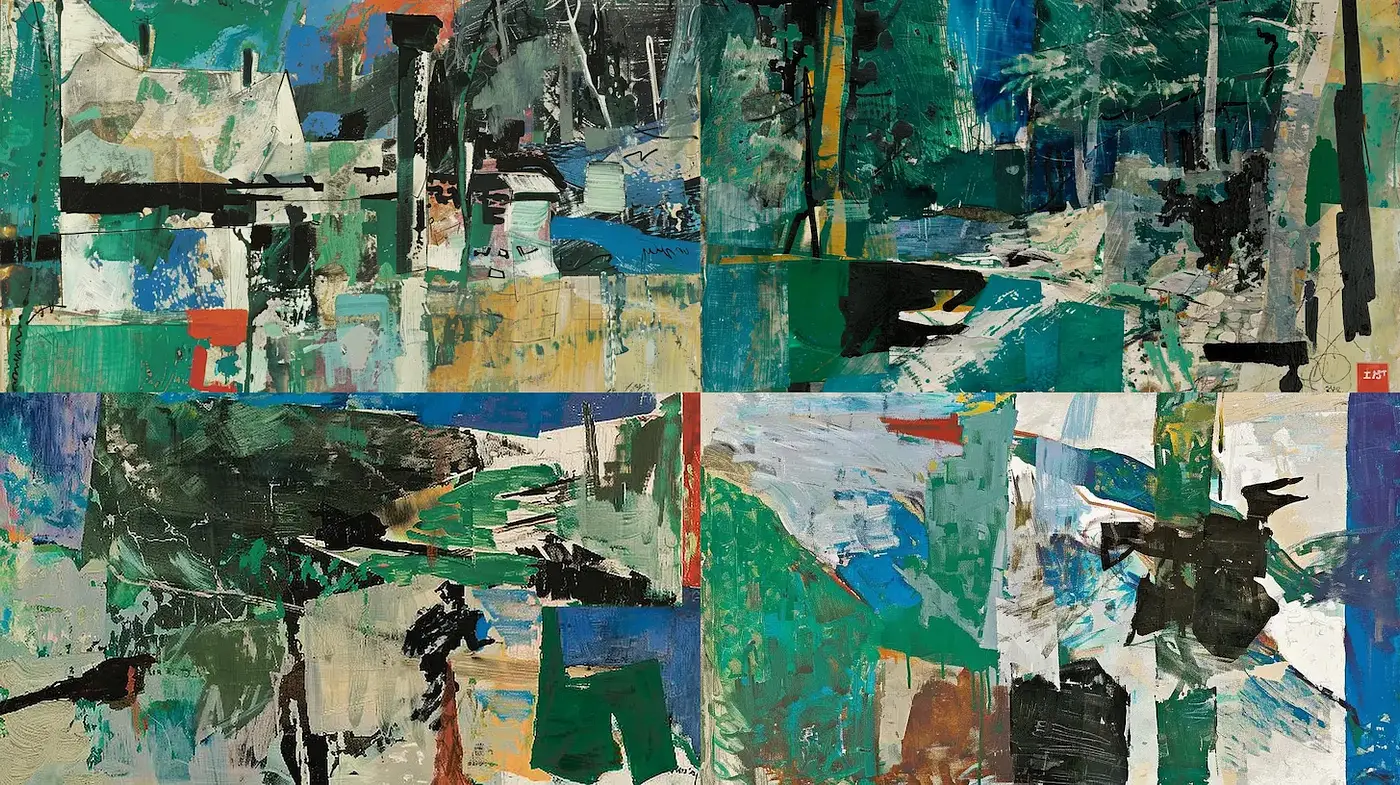 Vibrant Abstract Landscape with Textural Depth - Midjourney sref style