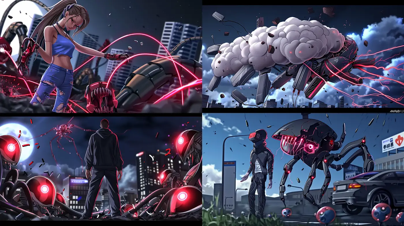 Futuristic Neon Dystopia with Cybernetic Influence - Midjourney sref style