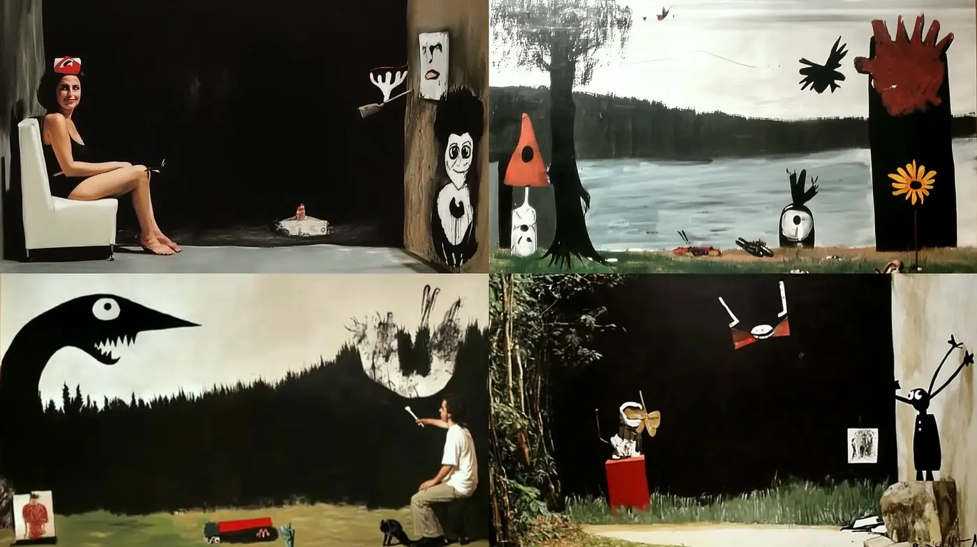 Surreal Wilderness: A Harmony of Quirky Characters and Natural Landscapes - Midjourney sref style