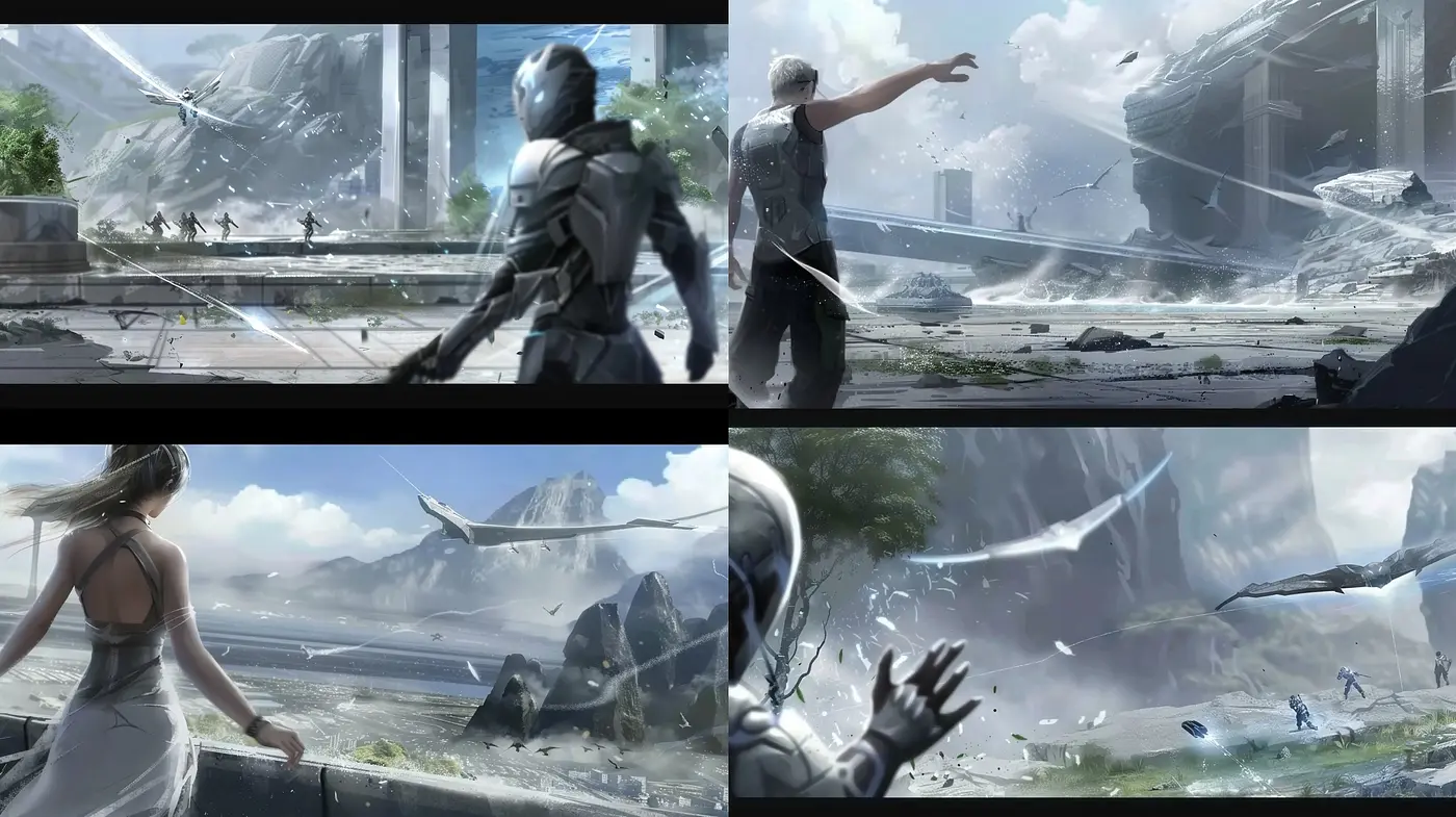 Consistent Elements in Ethereal Sci-Fi Landscape Compositions - Midjourney sref style