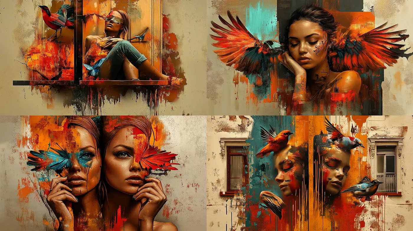Surreal Expressions of Urban Melancholy in Warm Tones - Midjourney sref style