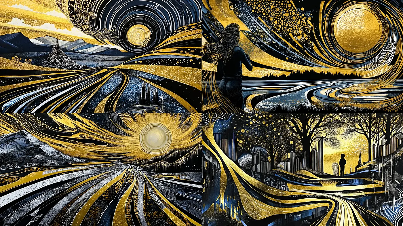 Starry Swirls and Golden Splendor: A Homage to Van Gogh's Vibrant Night - Midjourney sref style