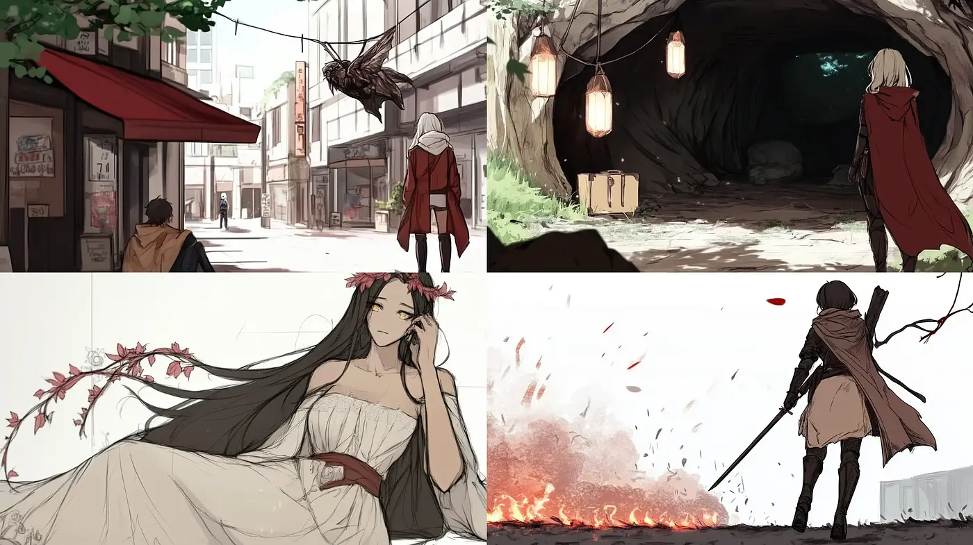Whispered Tales of Fantasy: Brushstrokes of an Anime Adventure - Midjourney sref style