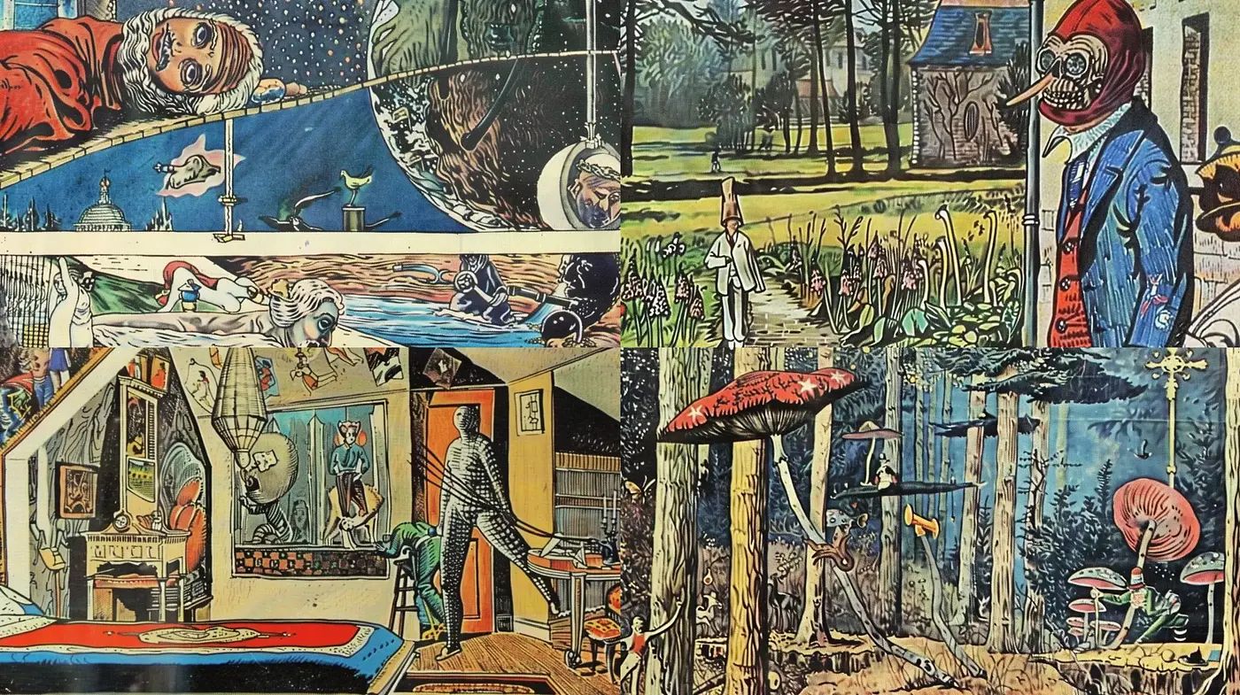 Surreal Comic Book Collage - Midjourney sref style