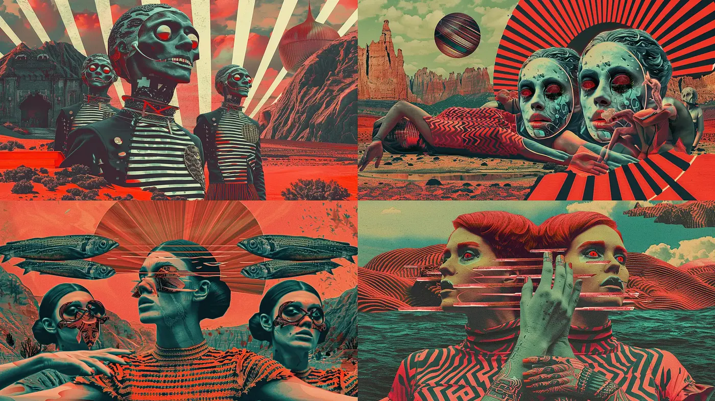 Eerie Surrealism with a Retro Futuristic Twist - Midjourney sref style