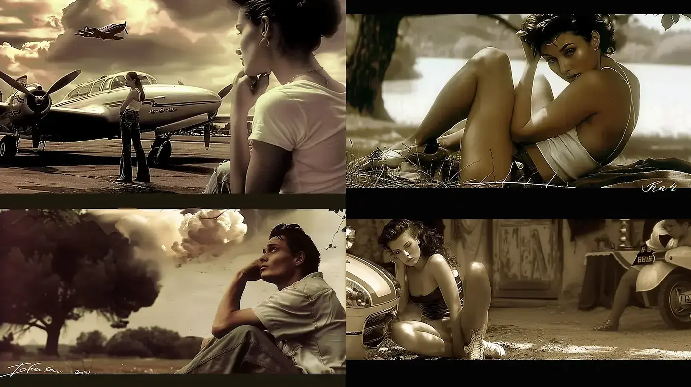 Nostalgic Sepia-Toned Aesthetic with Classic Vintage Influences - Midjourney sref style