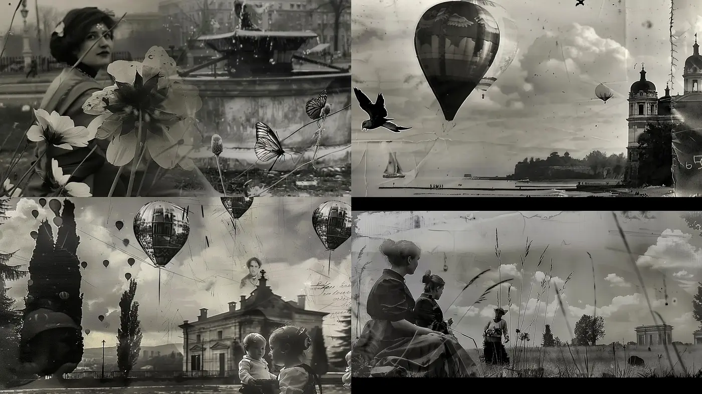 Monochromatic Dreamscape of Aeronautic Nostalgia - Midjourney sref style