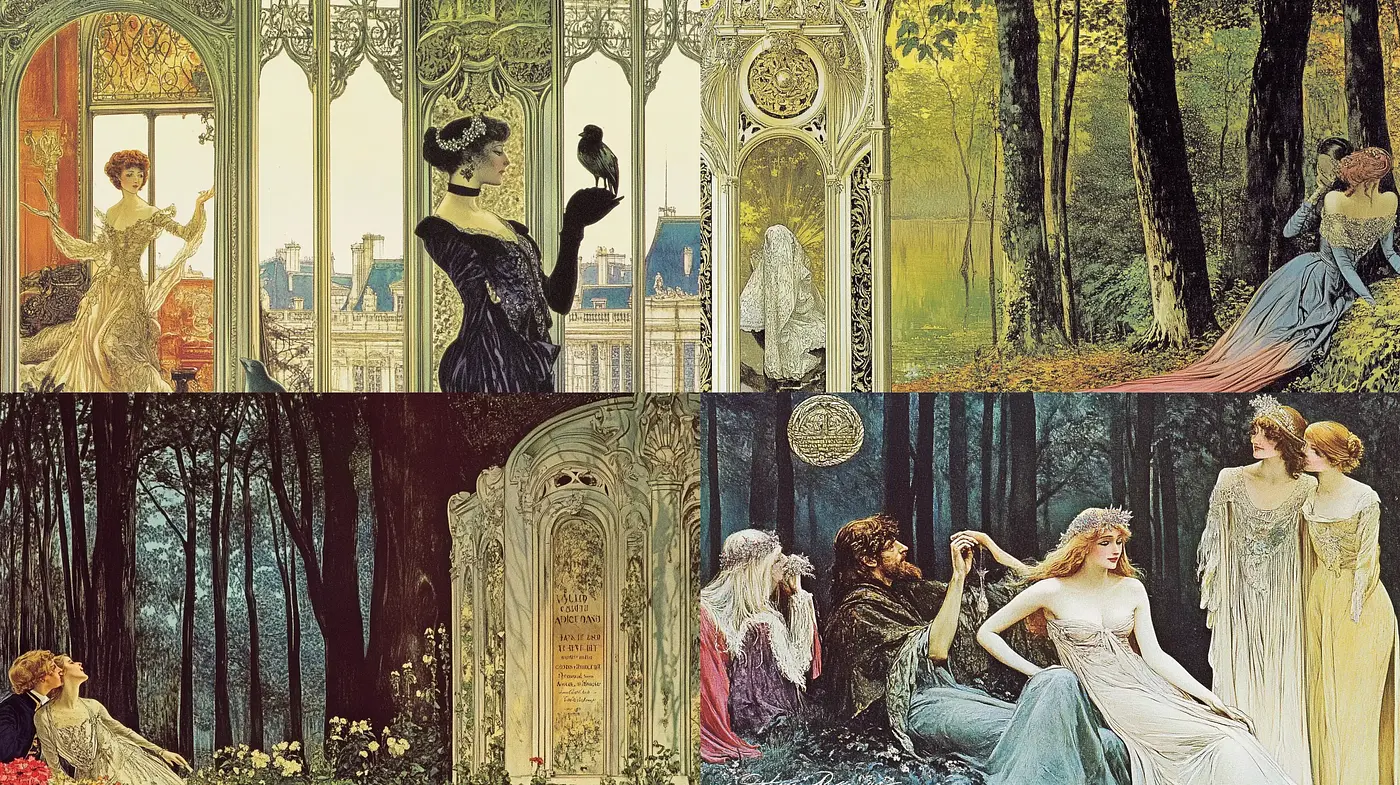 Enchanted Arcadian Vistas with Ethereal Elegance - Midjourney sref style