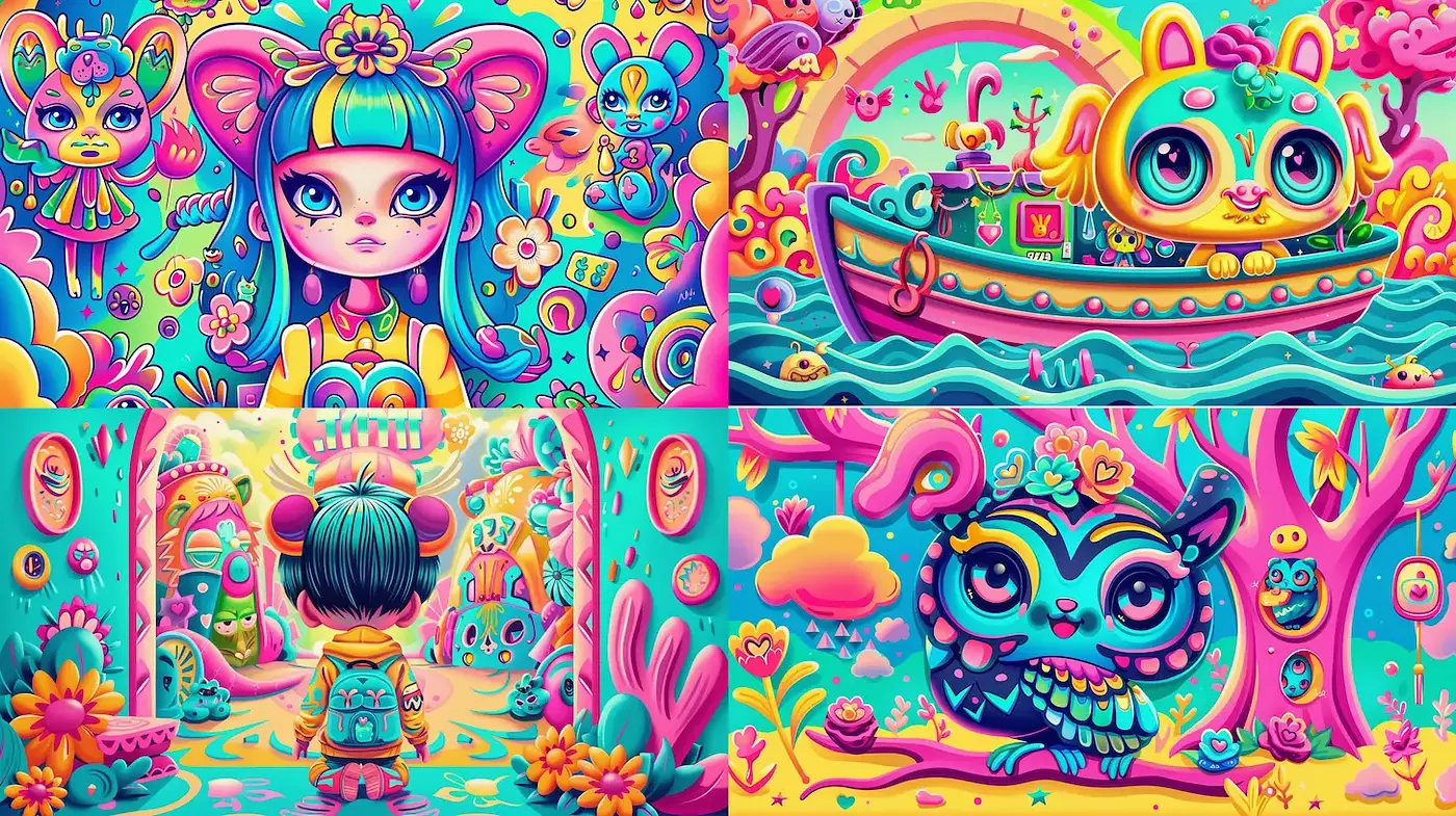Lively and Whimsical Fantasy Art with Vivid Colors - Midjourney sref style