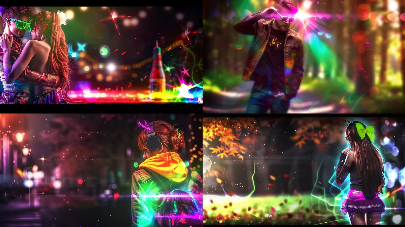 Luminescent Dreamscape: A Harmonious Blend of Vibrant Nightlife and Magical Realism - Midjourney sref style
