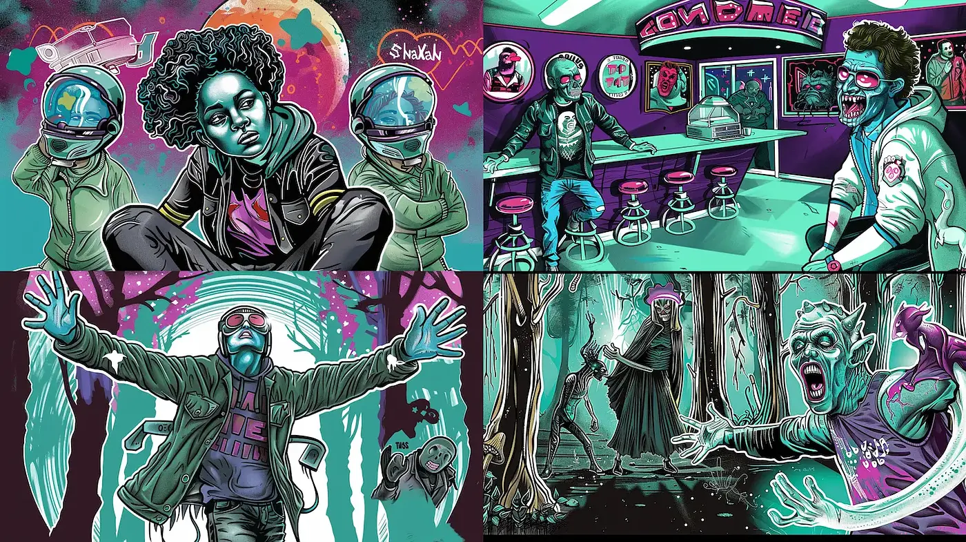 Vibrant Sci-Fi Horror with a Retro Futuristic Aesthetic - Midjourney sref style