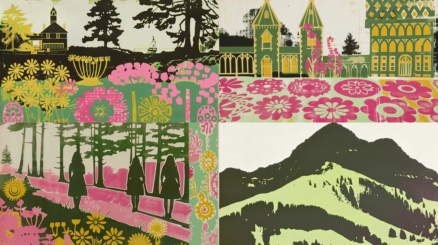 Contemporary Folk Art Fusion with Vibrant Patterns and Simplified Forms - Midjourney sref style