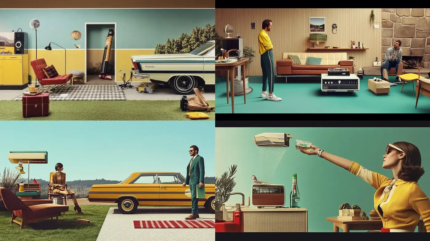 Retro-Futuristic Americana with a Wes Anderson Appeal - Midjourney sref style