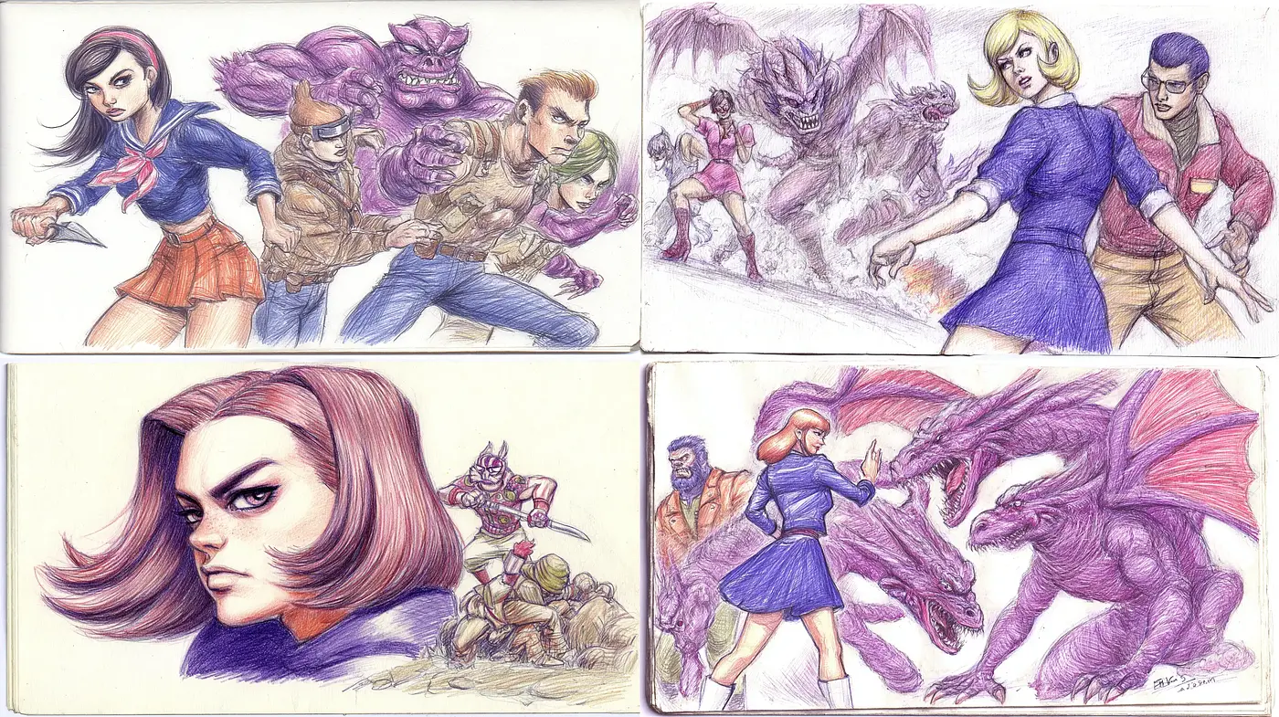 Dynamic and Colorful Comic-Inspired Illustrations with a Nostalgic Feel - Midjourney sref style