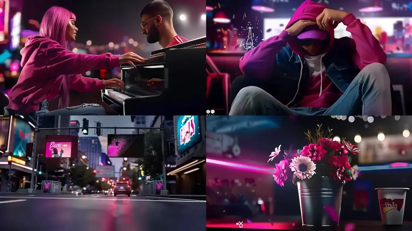 Urban cyberpunk aesthetic with vibrant neon and intimate emotional resonance - Midjourney sref style