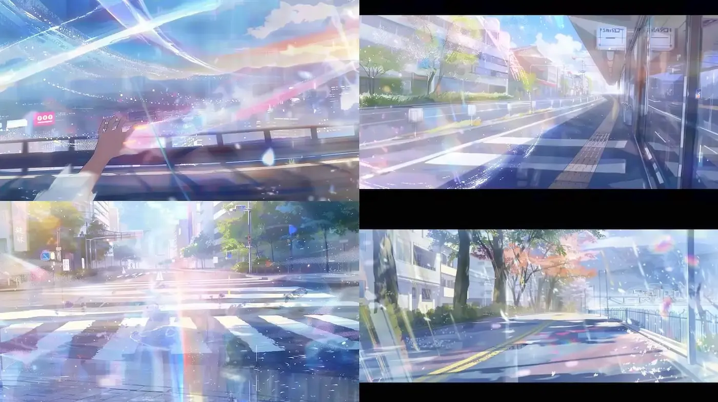 Dynamic and Ethereal Urban Serenity with Dreamlike Elements - Midjourney sref style