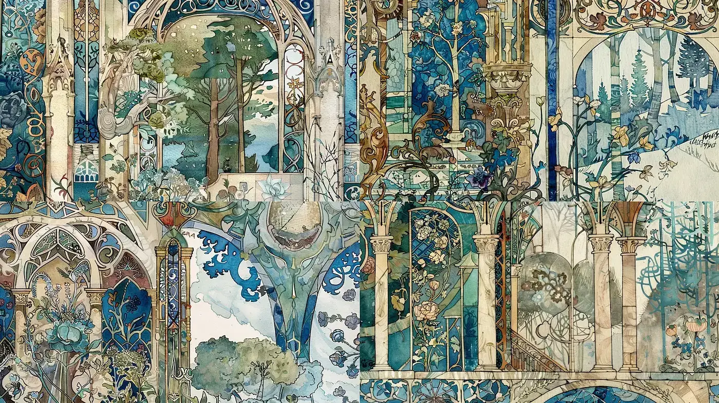 Ethereal Art Nouveau Dreamscape - Midjourney sref style