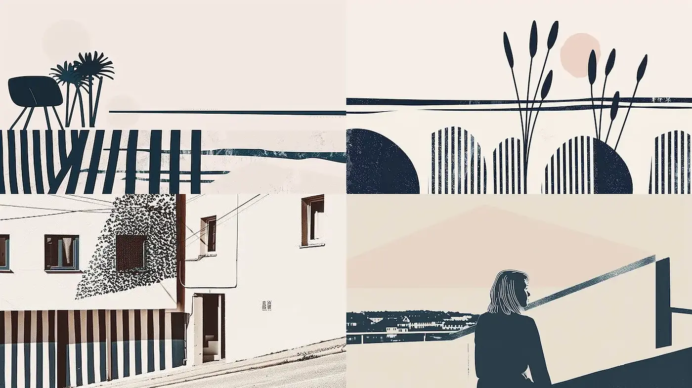 Contrasting Minimalist Aesthetic with Organic Elements - Midjourney sref style