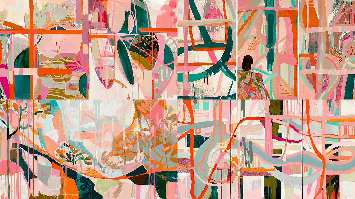 Abstract Geometric Harmony: A Mosaic of Pastel Complexity - Midjourney sref style