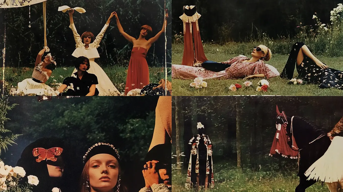 Whimsical Bohemian Elegance with a Cinematic Retro Twist - Midjourney sref style