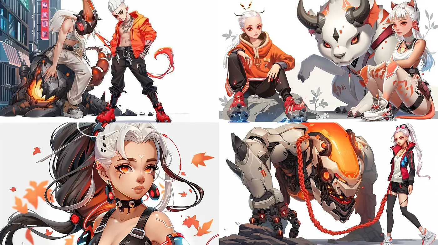 Futuristic Synthesis: A Cohesive Blend of Sharp Contrasts and Vibrant Anime-inspired Aesthetics - Midjourney sref style