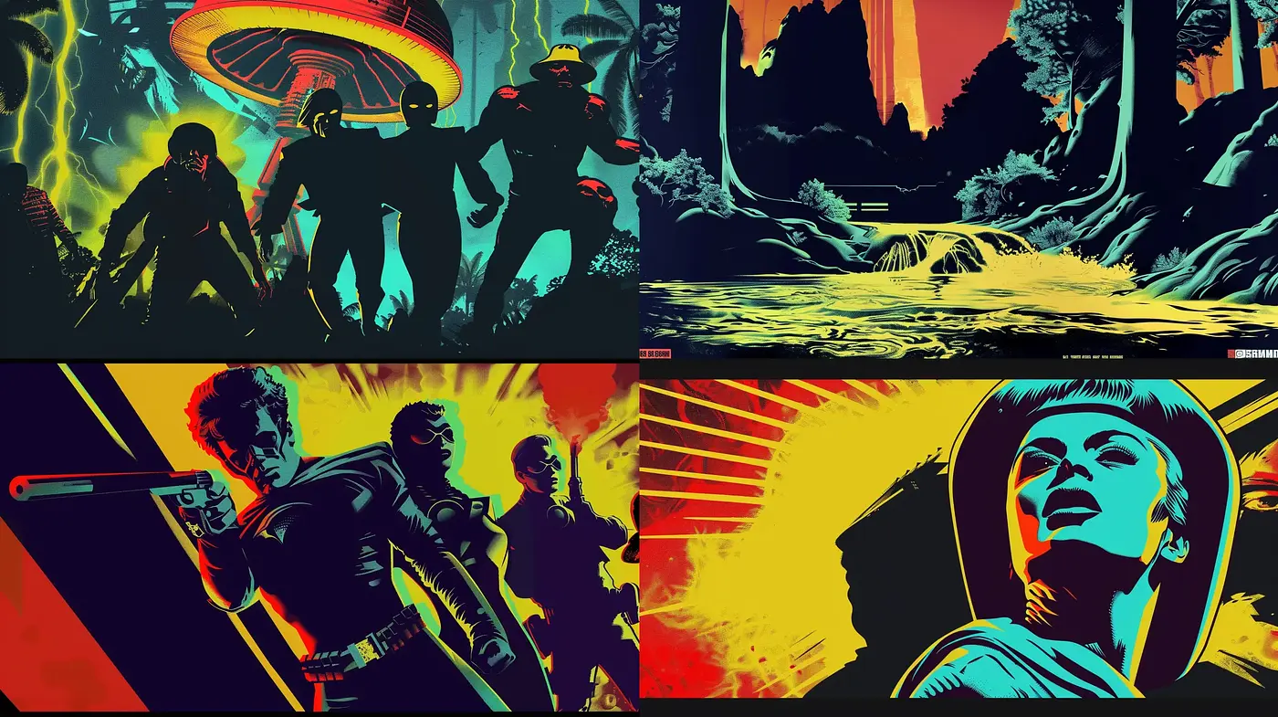 Neon Noir Science Fiction Artistry - Midjourney sref style