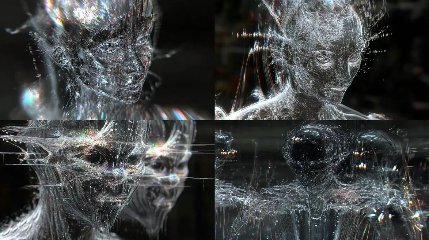 Ethereal Glasswork Textures and Iridescent Hues - Midjourney sref style
