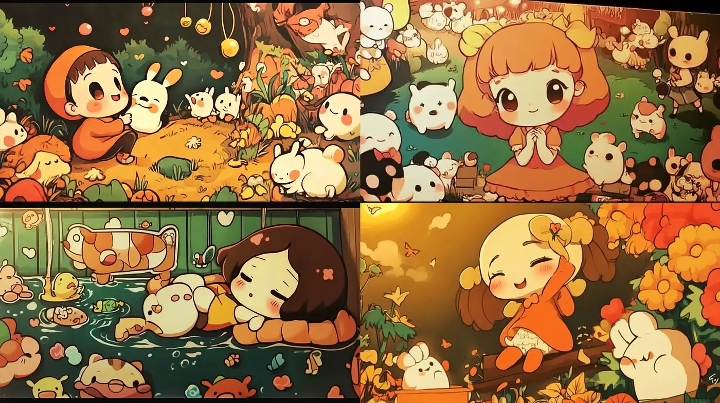 Whimsical Storybook Illustrations with Warm Autumnal Hues - Midjourney sref style