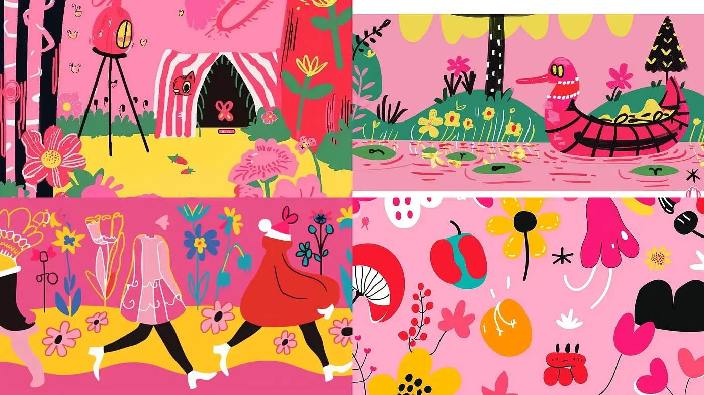 Vibrant Contemporary Whimsy with a Nostalgic Twist - Midjourney sref style