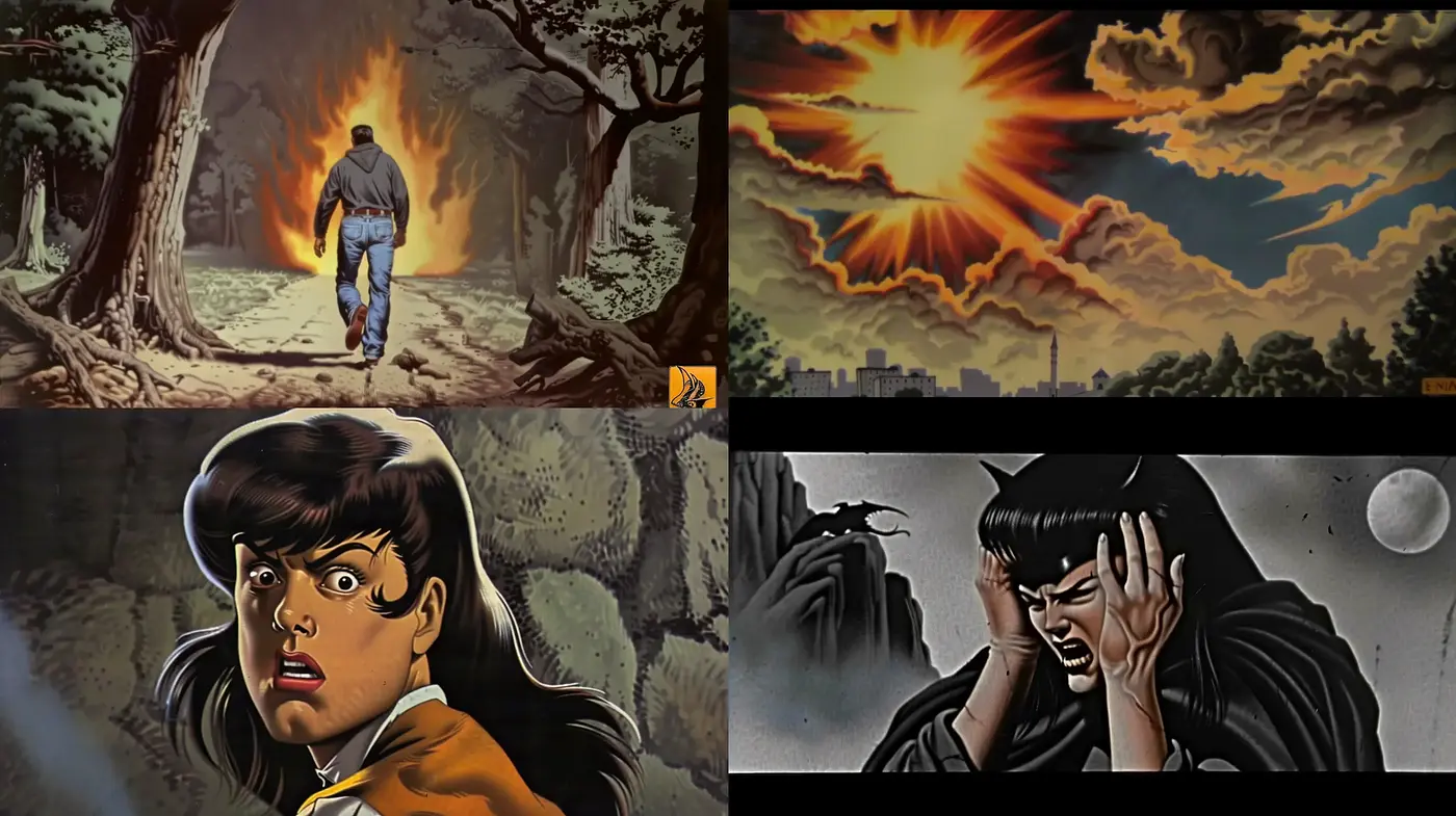 Dramatic Comic Book Reverie with Expressive Pulp Art Tones - Midjourney sref style
