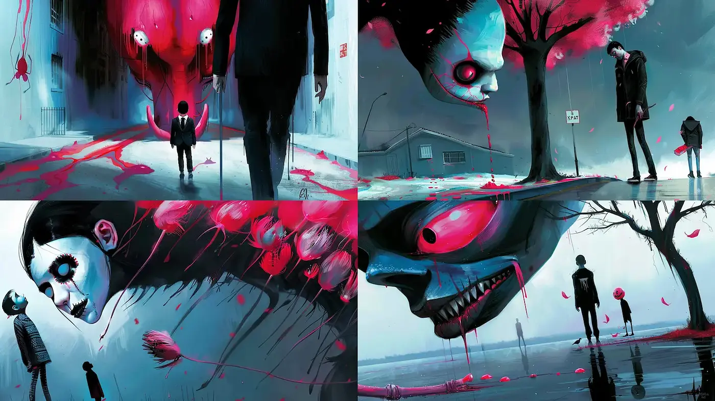 Surreal and hauntingly expressive visual narrative - Midjourney sref style