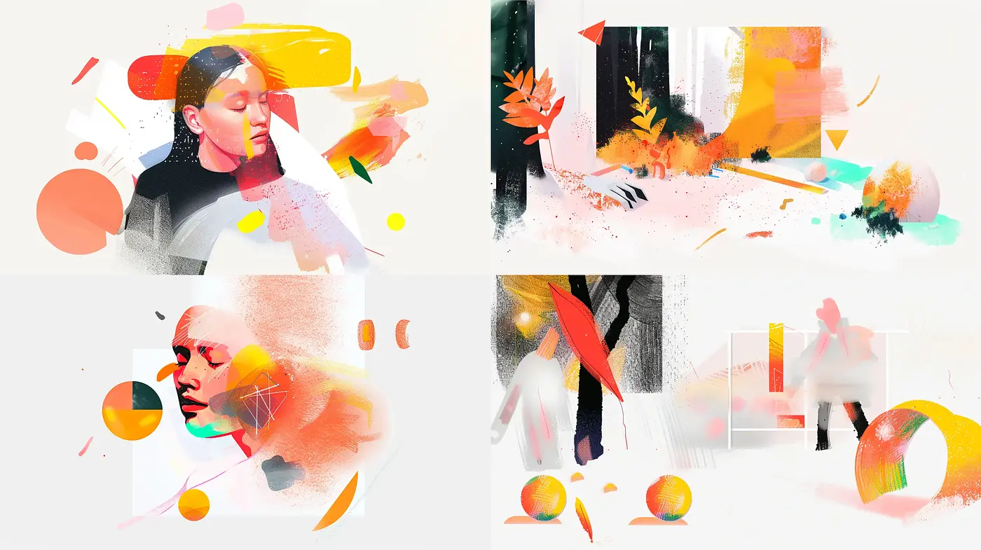 Abstract Ephemeral Dreamscape with Vibrant Collage Elements - Midjourney sref style
