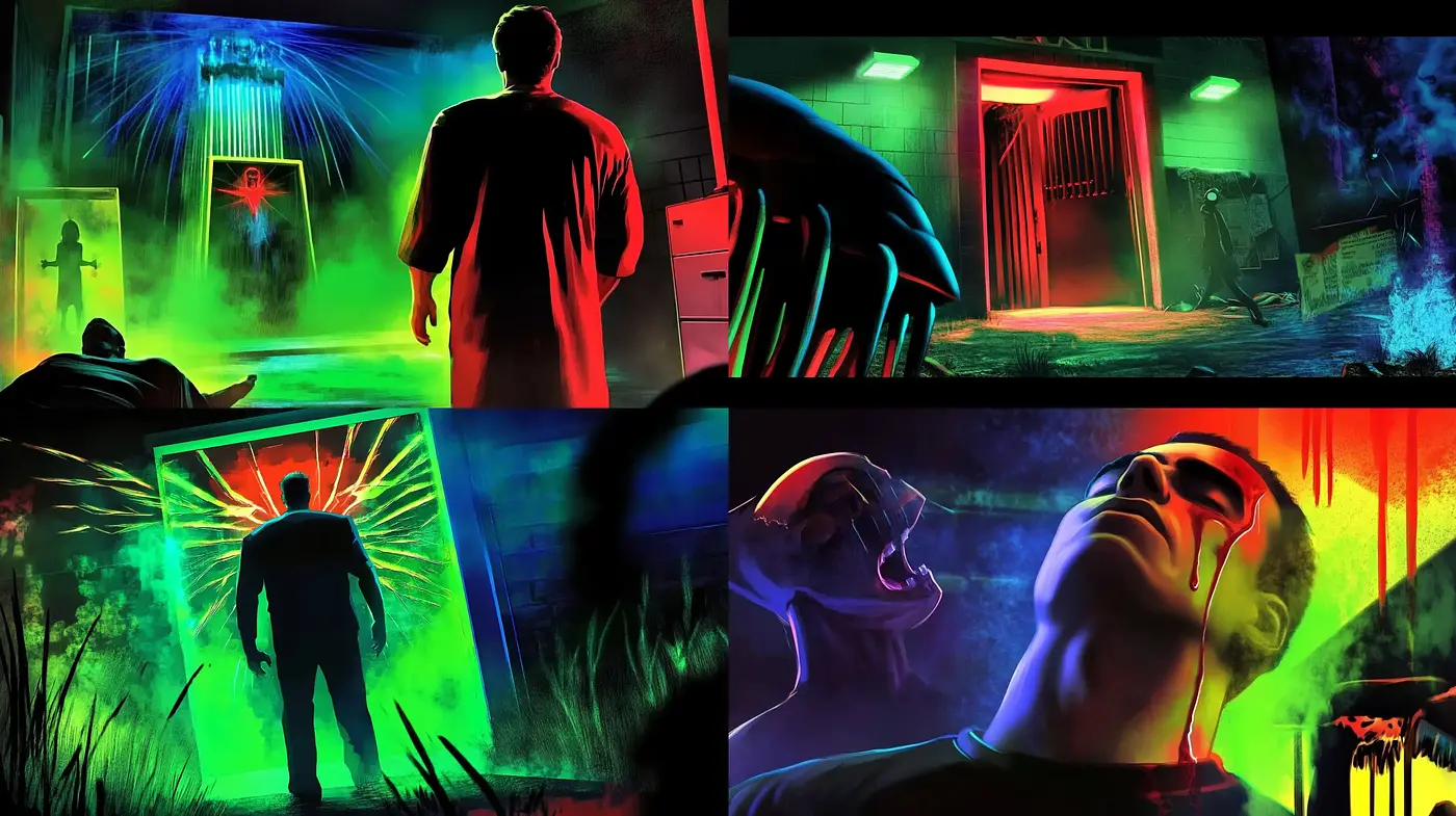 Neon-Noir Dreamscape: A Fusion of Cyberpunk Aesthetics and Neon Glow - Midjourney sref style