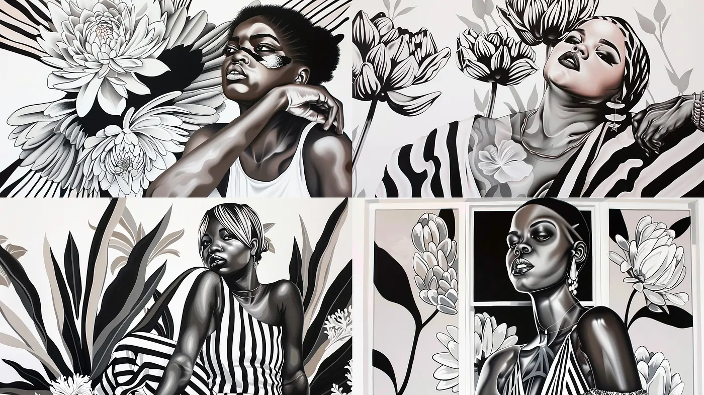 Monochromatic Elegance: A Study in Grayscale with Photorealistic Textures - Midjourney sref style