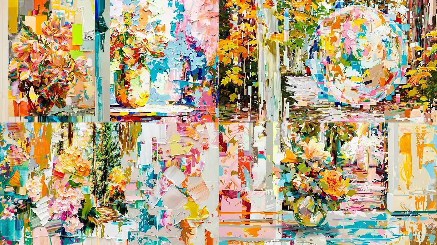 Vibrant Abstract Floral Landscapes with Impressionistic Influences - Midjourney sref style
