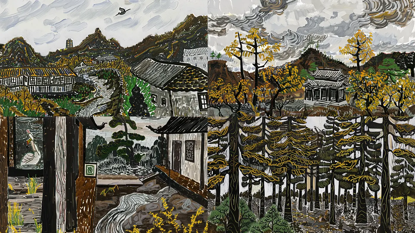 Ethereal Brushstrokes of Melancholic Nature Scapes - Midjourney sref style