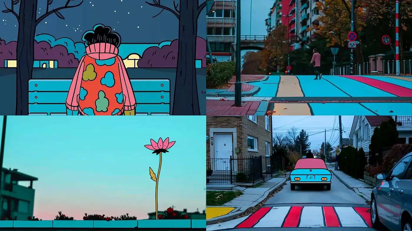 Vibrant Illustrative Scenes with a Quirky Urban Vibe - Midjourney sref style