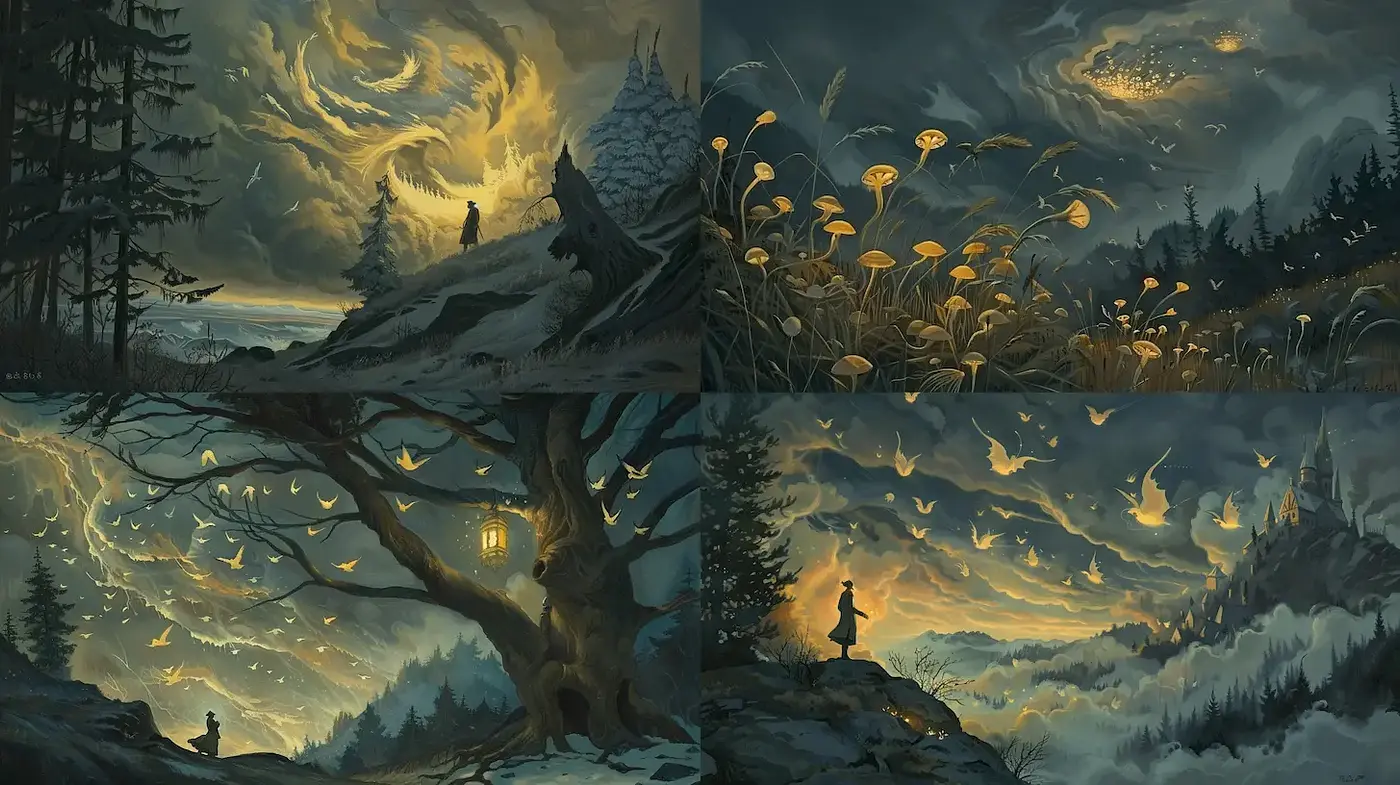 Mystical Landscapes with a Dreamlike Quality - Midjourney sref style