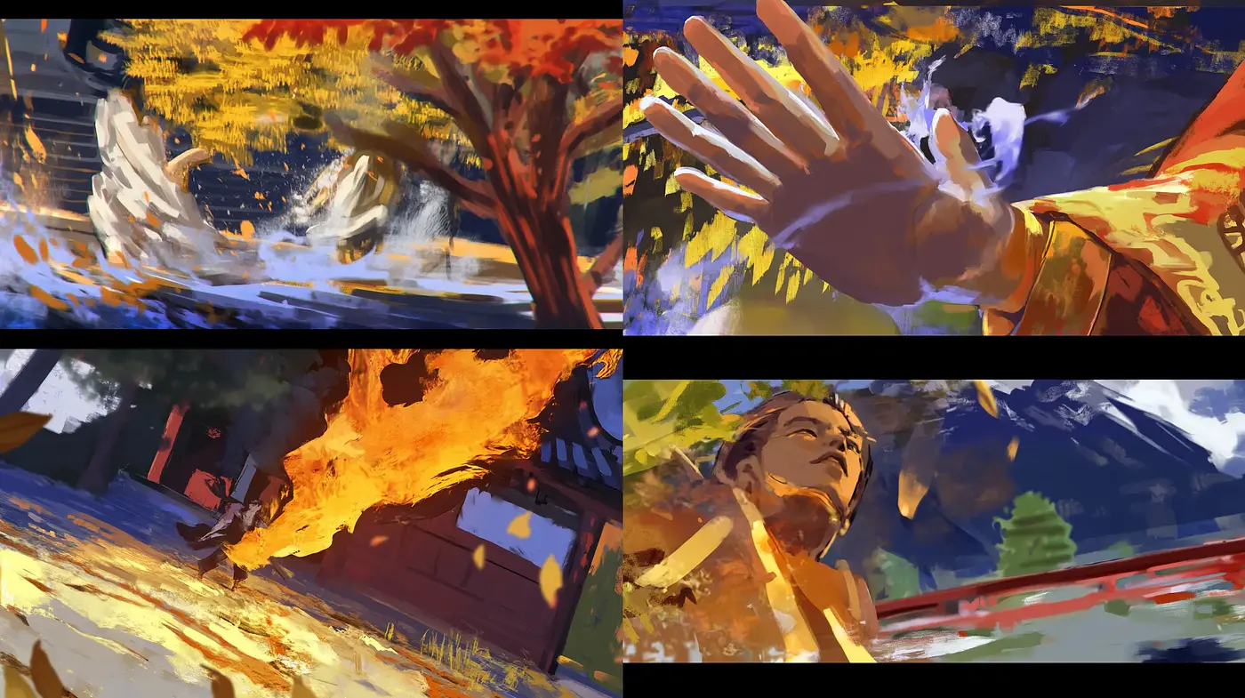 Dynamic Brushwork and Luminous Palette Artistic Imagery - Midjourney sref style