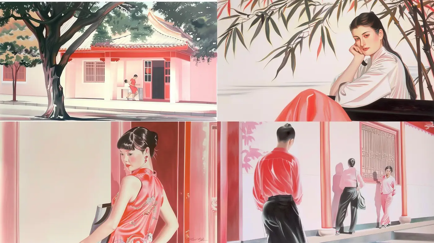Serene Elegance in Monochromatic Pastels: A Homage to Traditional Eastern Aesthetics - Midjourney sref style