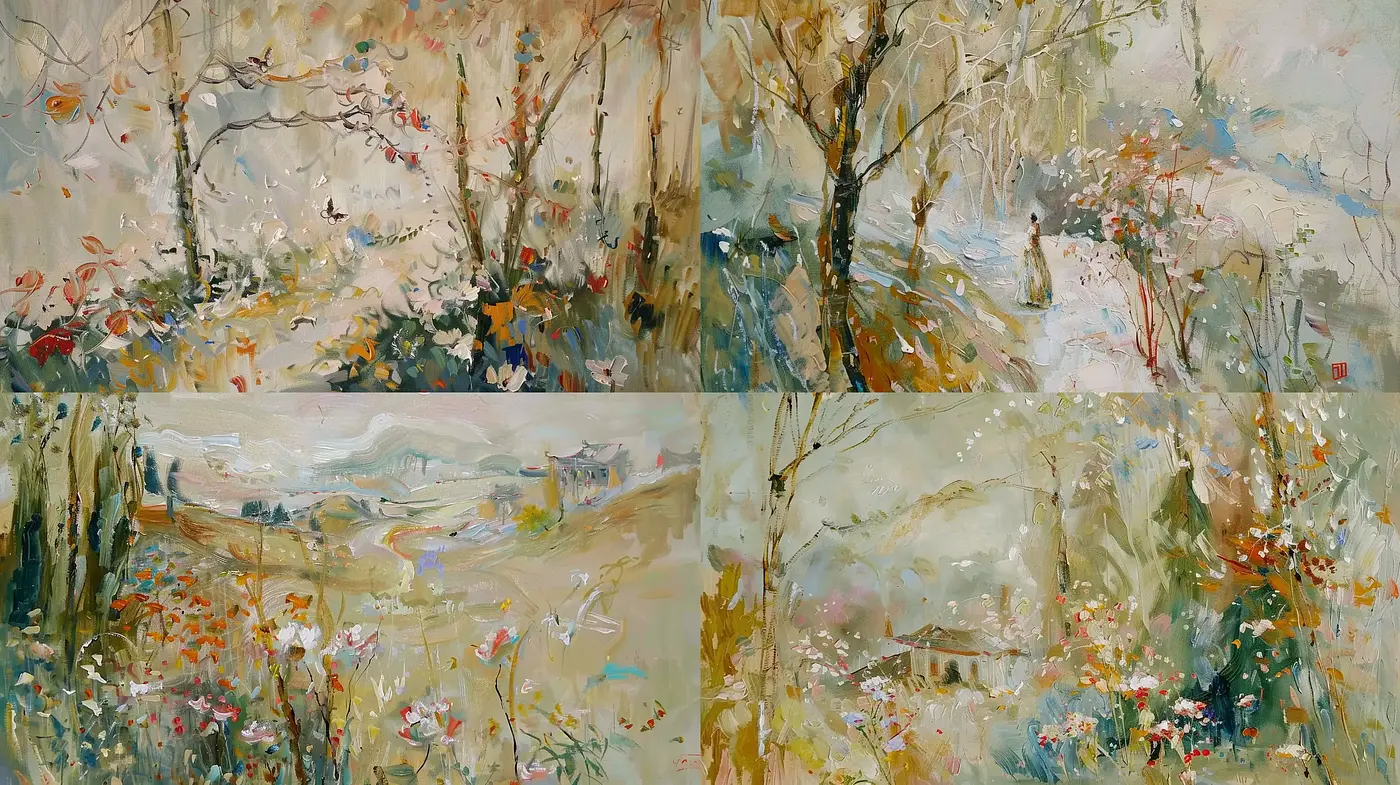 Ethereal Autumn Impressionism in a Pastel Palette - Midjourney sref style