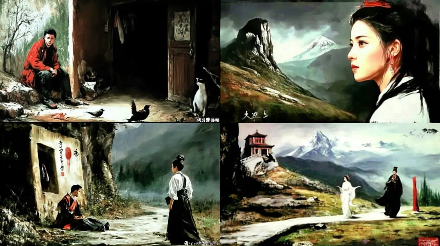 Dramatic Elegance with a Touch of Nature in Emotional Storytelling - Midjourney sref style