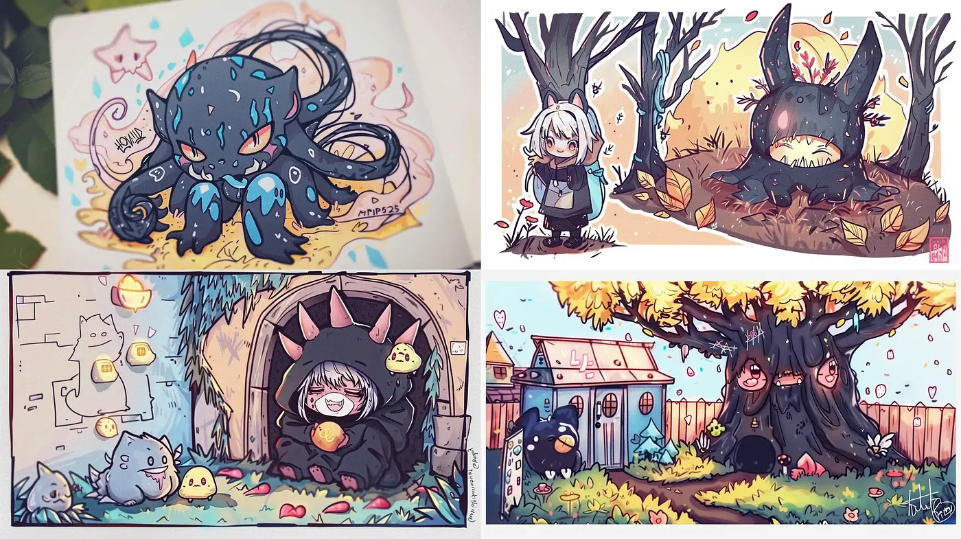 Whimsical Storybook Illustrations with a Cartoonish Charm - Midjourney sref style
