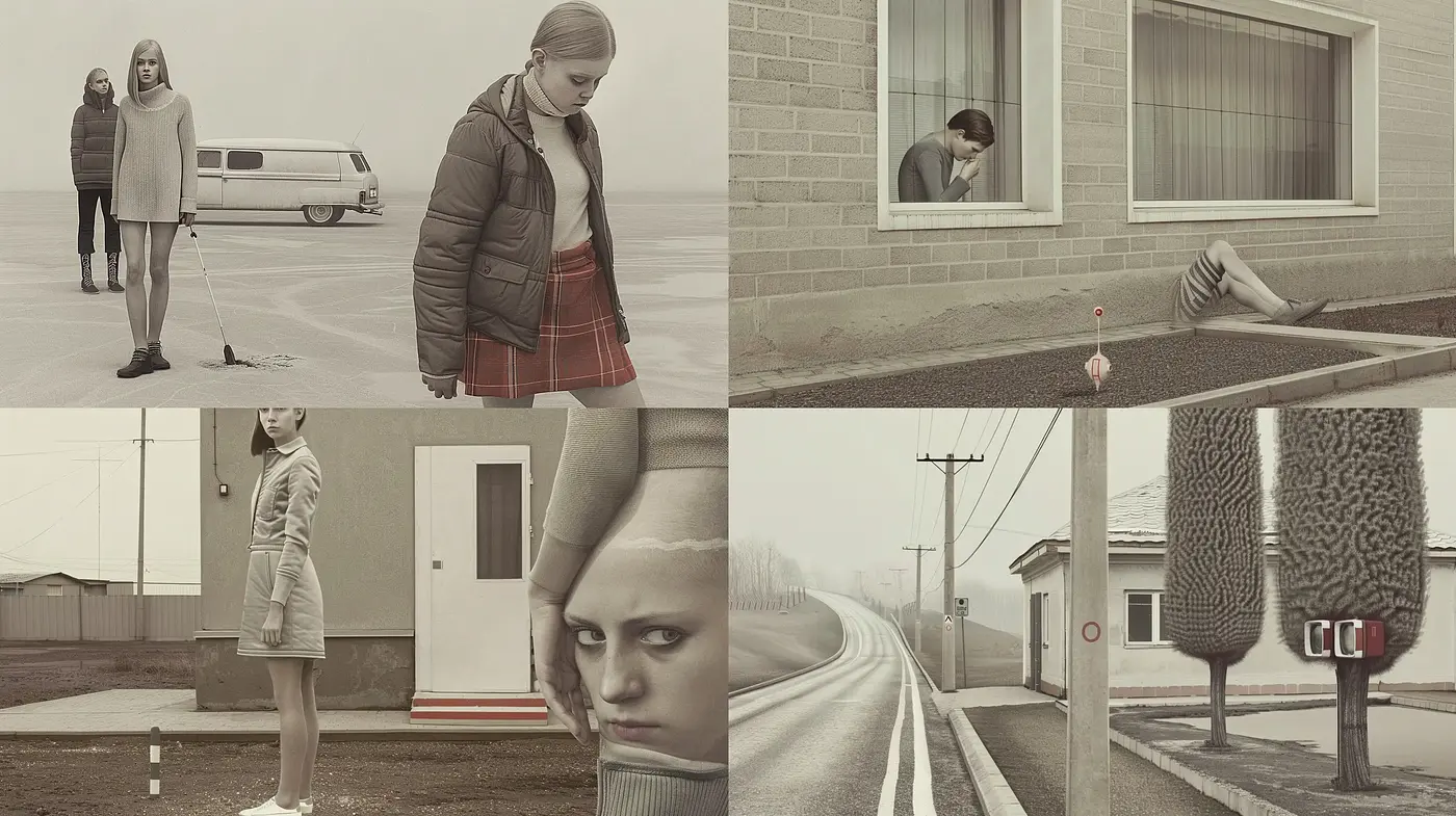 Monochromatic Melancholy: An Exploration in Muted Emotions and Subdued Realism - Midjourney sref style