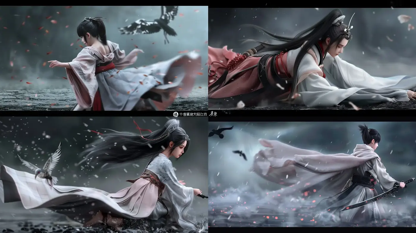 Ethereal Elegance in Monochrome: A Study in Graceful Movement - Midjourney sref style