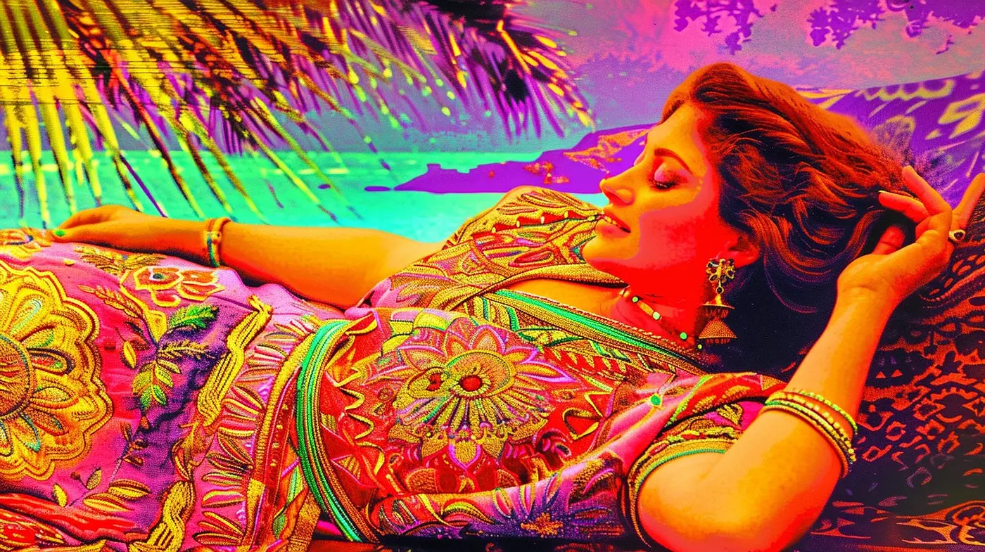 Saturated Dreamscape: A Vivid Melange of Psychedelic Hues and Artistic Impressions - Midjourney sref style