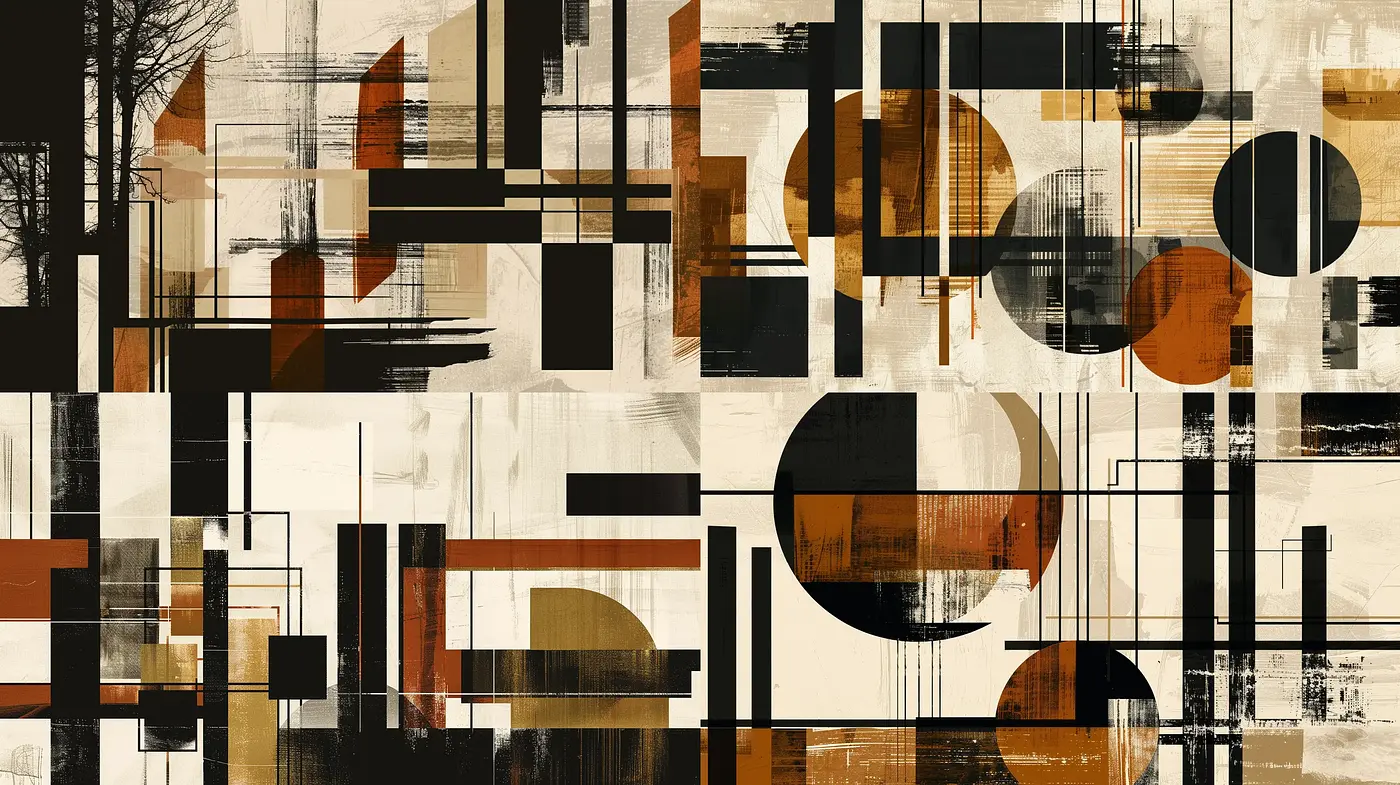 Sepia-toned Abstract Geometrical Symphony - Midjourney sref style